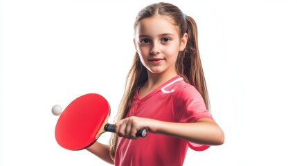Young Girl Playing Table Tennis with Enthusiasm