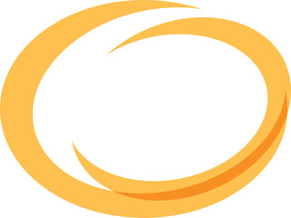 This abstract vector graphic features a dynamic double circle swirl in a warm gold gradient