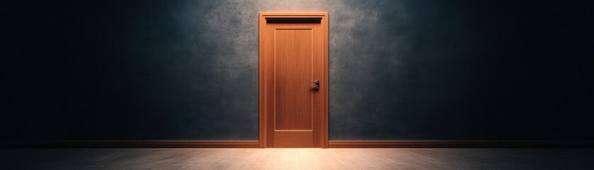 Obraz premium A dark room illuminated only by the light from a cracked door, [escape], [yearning for release from sorrow]