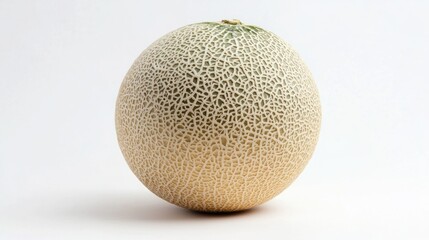 A whole cantaloupe with a textured rind, showcasing its natural appearance.