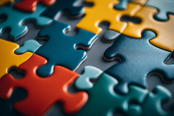 Fototapeta premium Puzzle pieces coming together, representing strategic alignment 