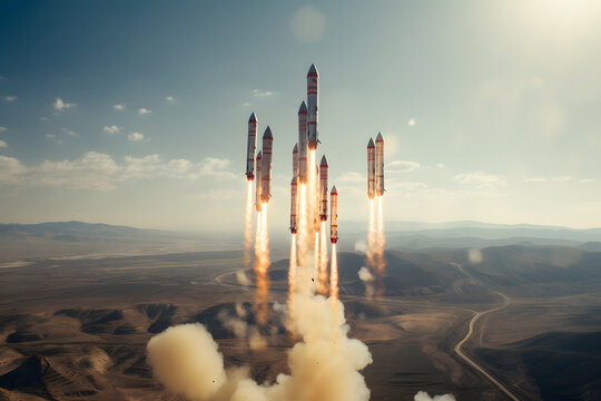 a lot of spaceships starting at the same time, star ships launch