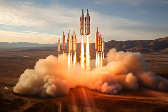a lot of spaceships starting at the same time, star ships launch