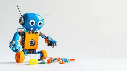 Colorful Creative Robot Playing with Toys