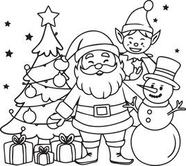 Christmas coloring black and white for kids