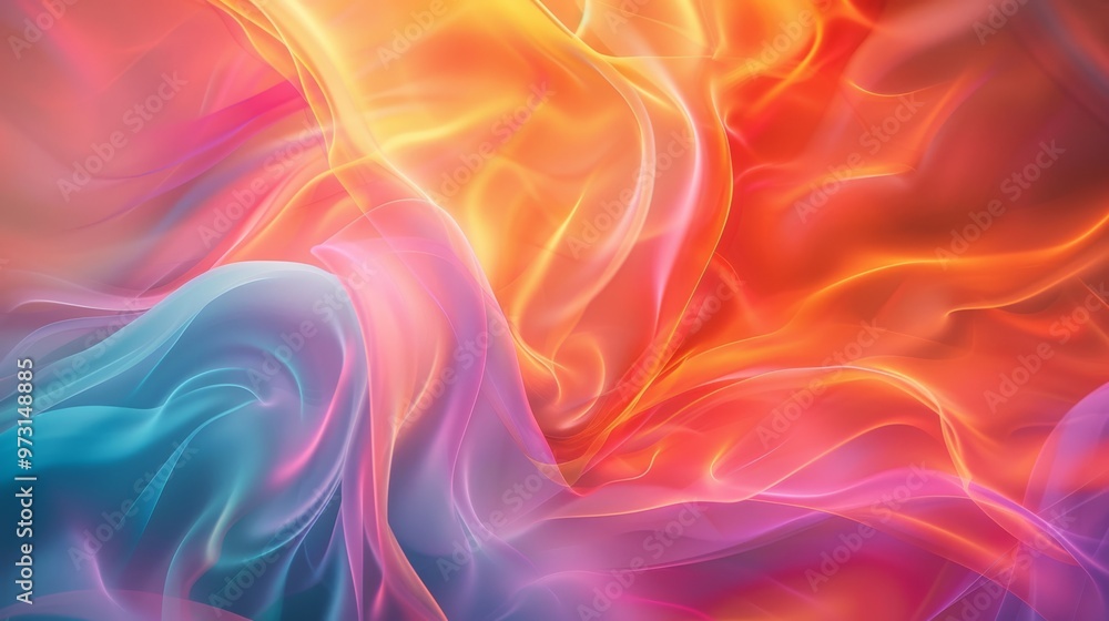 Poster radiant and vibrant light patterns in a spectrum of colors create a captivating, abstract design wit