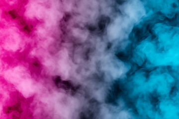 Obraz premium A colorful smokey background with pink and blue swirls. The smoke is thick and dense, creating a sense of depth and movement. The colors of the smoke contrast with the background