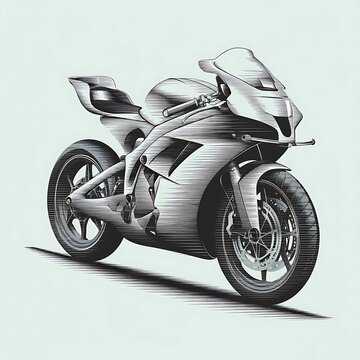 recommend clip art: Minimalist Line Art of a Sports Bike with Dynamic Movement on a White Background.