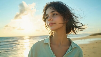 The Woman at Sunset Beach