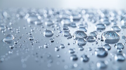 Realistic depiction of water drops symbolizing effective moisturizer serum Close-up photo with clean background