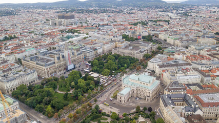 Fototapeta premium Aerial view of Vienna City Hall and park in Austria