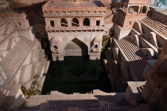 Toorji's Step Well, Toorji ki Jhalara, Toorj ki jhalra, was built in 1740s.Hand carved step well bulit to provide water to the local people in the desert. Ancient architecture Jodhpur,Rajasthan,India.