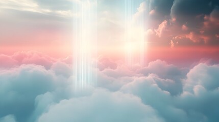 Ethereal Sunbeams Piercing Through Dramatic Clouds in Captivating Celestial Landscape
