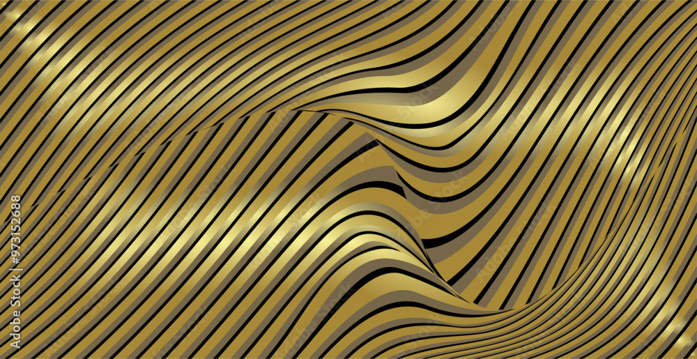 Poster composition of repeating curved lines to create a certain effect with brown and gold as background i
