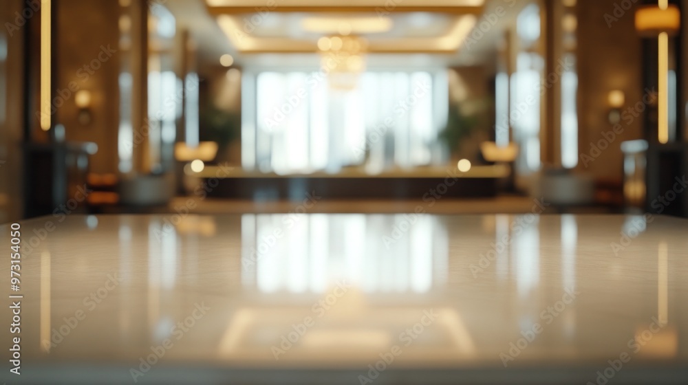 Canvas Prints Blurred view of a luxurious hotel lobby with elegant decor and lighting.