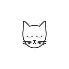 Obraz premium A Simple Line Drawing of a Cats Face with Closed Eyes