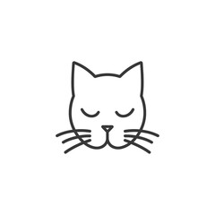 Obraz premium A simple line drawing of a cats face with closed eyes and whiskers