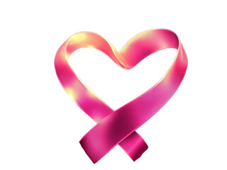 Pink ribbon symbol design with heart shape. Breast Cancer Awareness Month Campaign. Icon design. For poster, banner and t-shirt on transparent background 