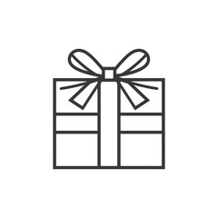 A Simple Line Drawing of a Gift Box with a Bow