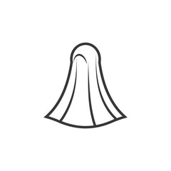 A simple line drawing of a head covered by a hijab