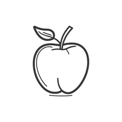 A Simple Line Drawing of an Apple with a Leaf