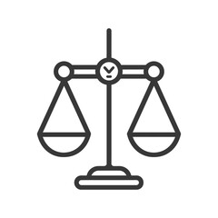 A simple line drawing of a scale with two empty trays