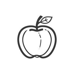 A Simple Line Drawing of a Single Apple with a Leaf