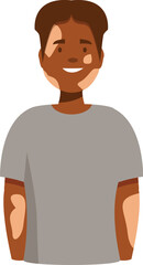 Young man with vitiligo smiling and spreading body positivity