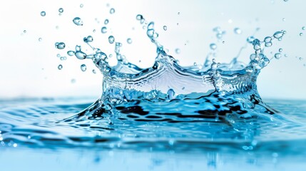 Transparent water splash with light reflections, mid-air capture, bright and clean background, Close-up photo with clean background