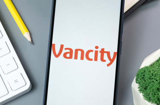 New York, USA - 30 August 2024: Vancity Logo on Phone Screen, Company Icon on Display