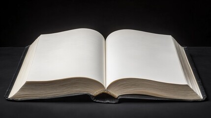Open book, blank white pages,
