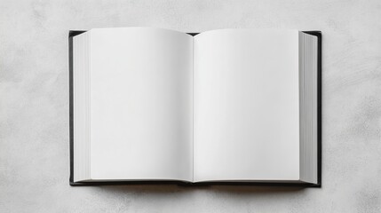 Open book, blank white pages,
