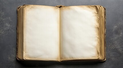 Open book, blank white pages,