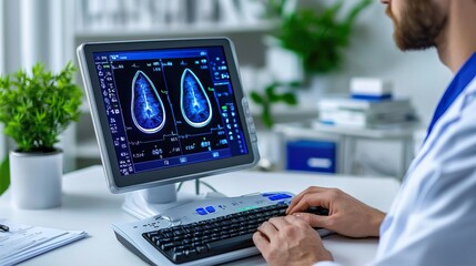 ultrasound machine in a modern clinic Realistic photo.