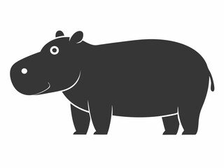 A Hippopotamus silhouette vector illustration, minimalist on a white background 