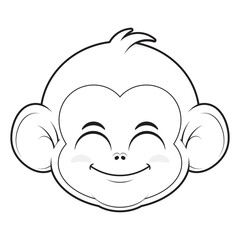 monkey smile face outline cartoon cute