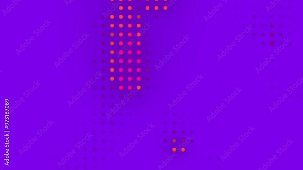 Poster Violet background with red digital pattern of dots squares and pixels abstract design with a Halloween vibe