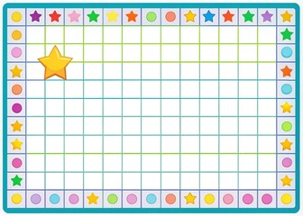Colorful grid chart with blank spaces and fun stickers, perfect for tracking progress, rewards, and goals, ideal for educational or motivational projects and activities.
