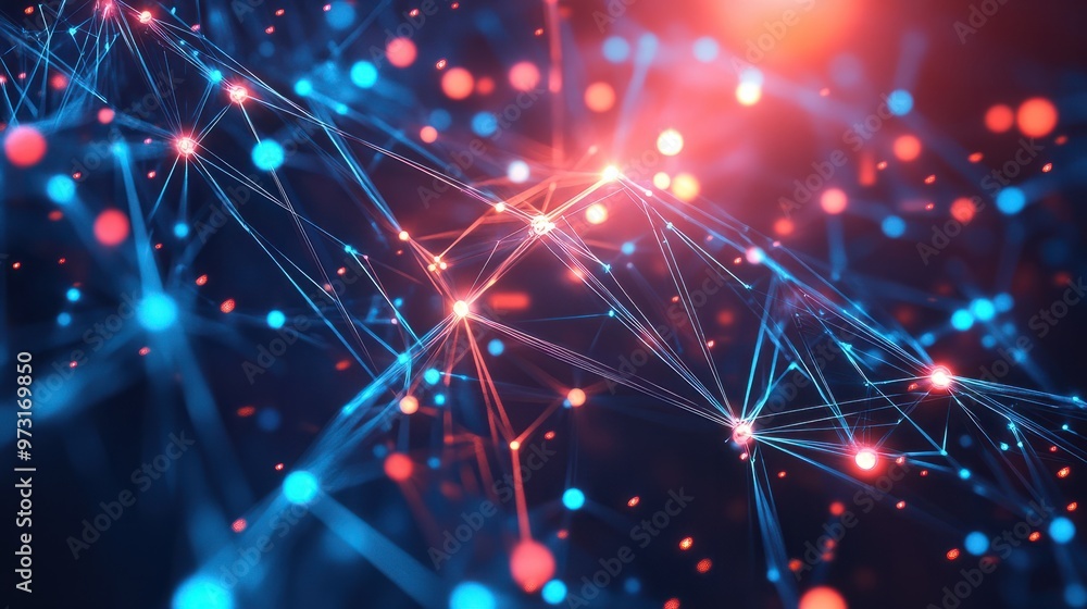 Poster abstract digital network background with glowing connected