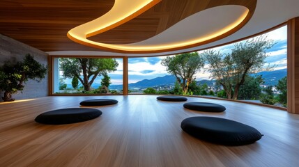 Fototapeta premium Meditation Room with Mountain View