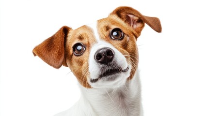 Cute Parson Russell Terrier Dog on White Background