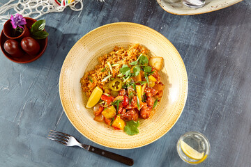 Vibrant Sweet and Sour Chicken with Peppers and Vegetables - Bright, Fresh, and Appetizing