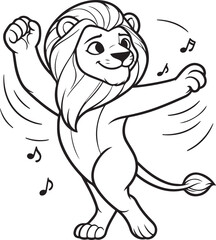 Naklejka premium A lion line art coloring page illustration for kids