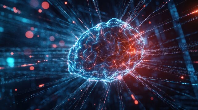 Digital backdround ideal for technological operations, neural networks, AI, data transmission and encryption, digital archives, audio and visual representations, scientific research