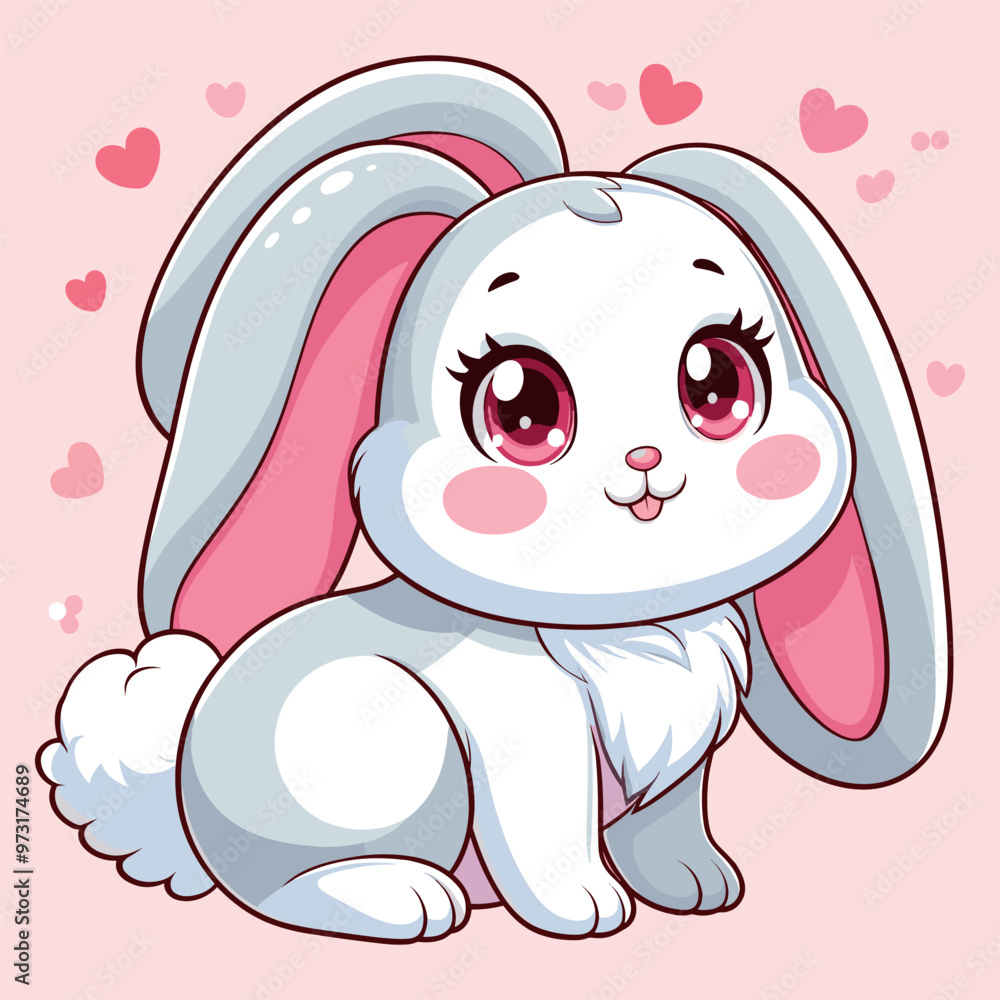 Poster Cute Rabbit Vector Cartoon illustration