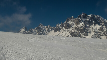 landscape climbing mount cazzola during winter