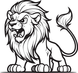 A lion line art coloring page illustration for kids