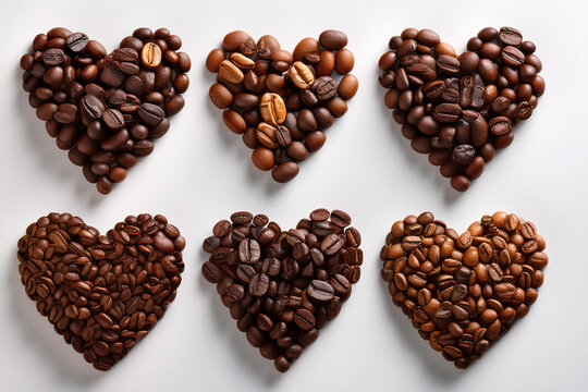 Serie de corazones de Caf&eacute;