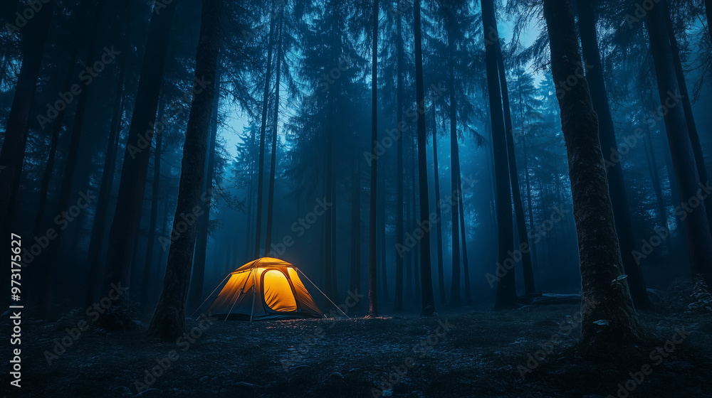 Wall mural camping in the forest