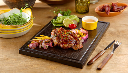 Mouthwatering BBQ Pork with Onions and Peppers – Rustic Culinary Delight